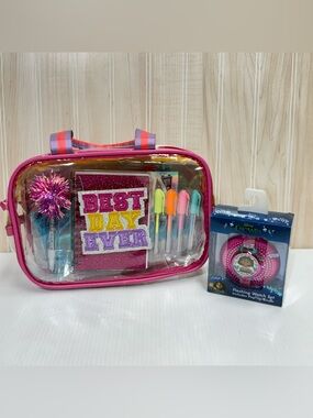 Pink "Best Day Ever" Party Stationery Kit with Pen & encanto watch
